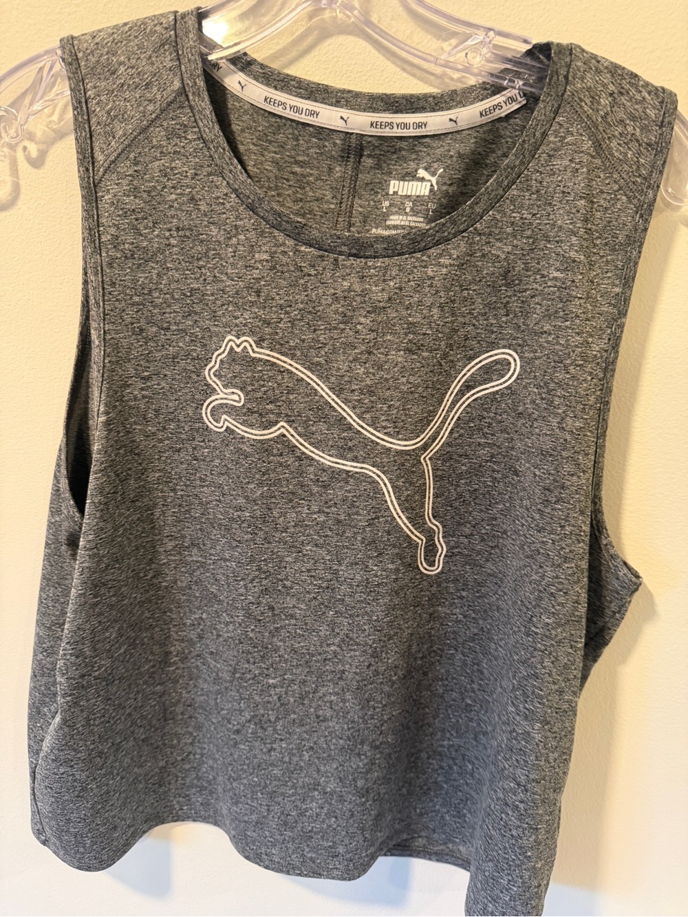 Puma Gray Athletic Muscle Tank with Outline Puma Logo